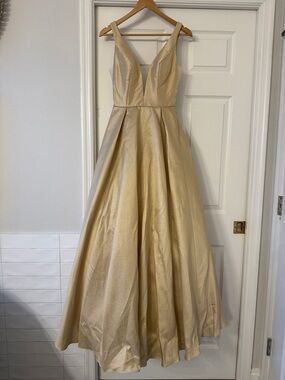 Camille La Vie Gold V-Neck Gown